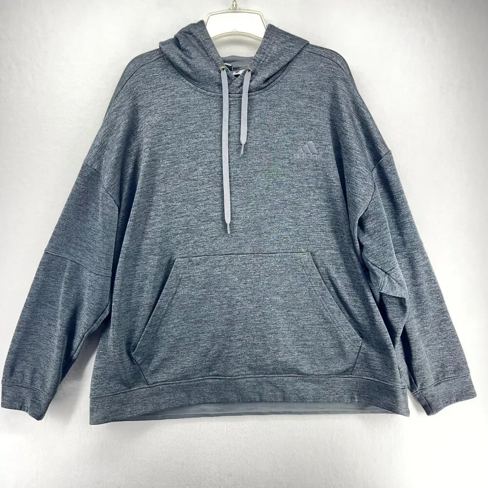 adidas Fleece Lined Hoodie Heather‎ Gray Color Long Sleeve Mens Size XXL